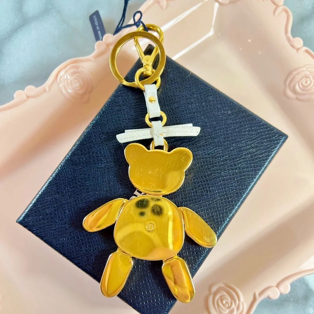 |SOLD| Prada Rare Saffiano Leather White & Pink Bear Trick Bag Charm - Picture 6 of 11
